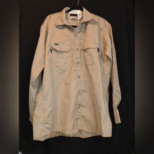 Workrite Men's Flame Resistant Beige Canvas L/S Work Shirt 46R SZ L